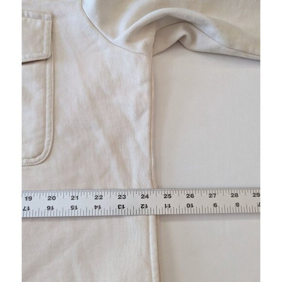 Good American Oversize Women's Shacket Cotton Fleece Jacket Size 3/4 Cream - Picture 6 of 9